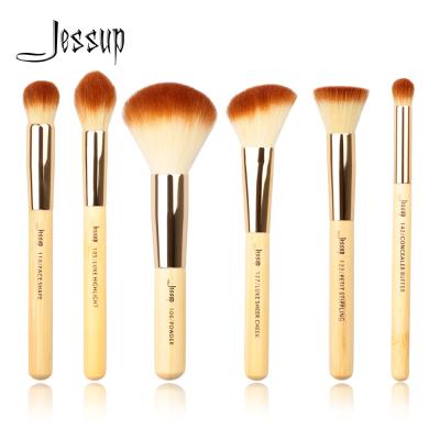 China Sistema de cepillos de bambú del maquillaje de Jessup 6pcs ningún pelo que vierte para el polvo en venta