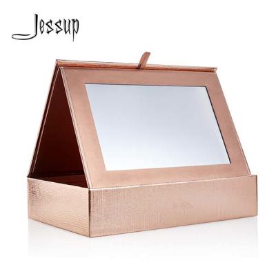 Китай Розовая золотая складная косметическая коробка перемещения с зеркалом макияжа продается