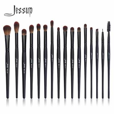 China Jessup Precision 16pcs Eye Makeup Brush Set Black Paint Spraying for sale