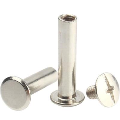 China Nickel Plated Male Female Rivet Book Nails Butt To Lock Sample Book Screws Menu Nails for sale
