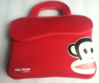 China Red Soft Neoprene Laptop Tote , 10 Inch Foam Printing Paul Frank Bag for sale