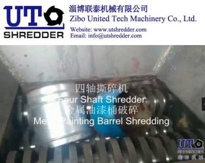 China hot sale metal bucket shredder, four shaft shredder from UT machinery co. painting barrel crusher, metal crusher factory for sale