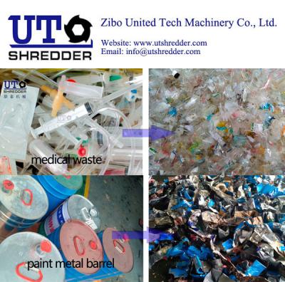 China Zibo unió la maquinaria Co., sistema de proceso inútil de Harzarous de la fuente, barril que destrozaba, basura médica de la tecnología del metal de la pintura en venta