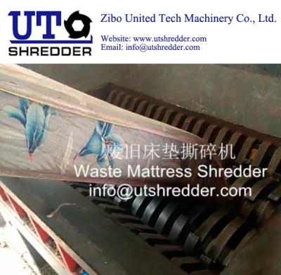 China large mattress shredder/ heavy duty double shaft shredder for disposal waste furniture crushing, shred mattress machine for sale