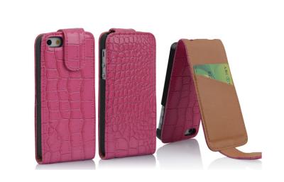 China Vertical Flip Plain Weave Apple iPhone Leather Cases , iPhone5 Protective Cover for sale