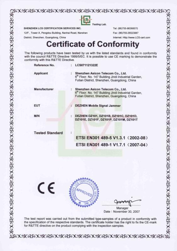 CE - Shenzhen Dezhen Telecommunication Technology Co.,Ltd