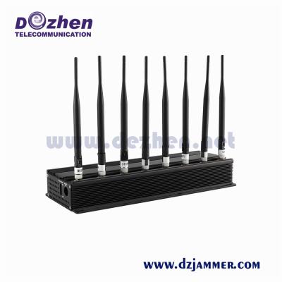 China 8 Bands Adjustable All Cell Phone Signal Jammer 3G 4G Wimax Phone Blocker WiFi GPS VHF UHF Jammer for sale