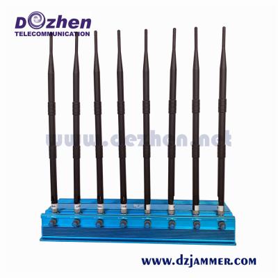 China 8 Bands Wireless Signal Jammer Adjustable All Cell Phone GPS WiFi Jammer for sale