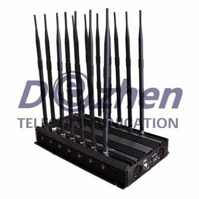 China Adjustable 14 Antennas Powerful 3G 4G Phone Blocker &WiFi UHF VHF GPS Lojack Remote Control All Bands Signal Jammer for sale
