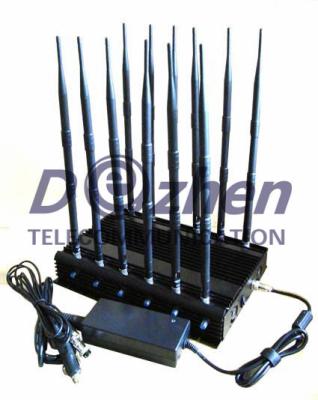 China 12 VHF da G/M CDMA 3G 4G WIFI GPS do telefone celular do jammer da faixa, frequência ultraelevada e Lojack à venda