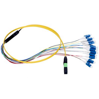 China 12 Core MPO Fiber Optic Patch Cord Single Mode And Multimode Fiber Optic Cable for sale