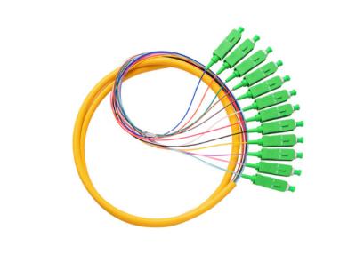 China Customized SCAPC Tight Buffered Fiber Optic Pigtail Cables In Green Yellow for sale