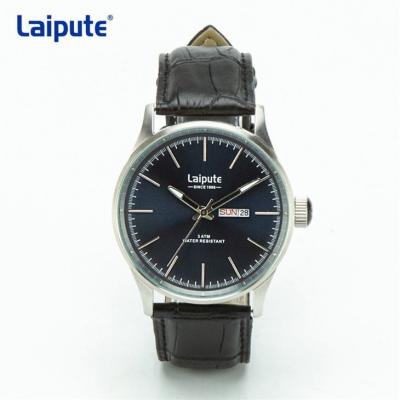 China Pantone Colors Mens Chronograph Watches Leather Strap Calendar Watch for sale