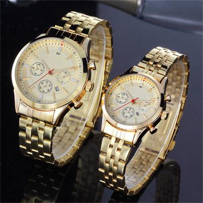 China Antiscratch Couple Quartz Watch Hardened Glazed 3eye Sixneedle for sale