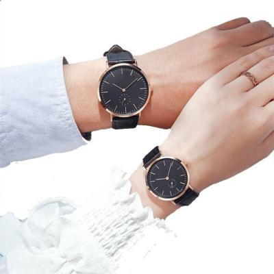 China Leather Couple Quartz Watch Rectangular Analog Dial Wearproof for sale