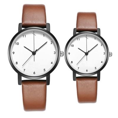 China Simple Developed Design Classic Quartz Couple Watches With PU Leather Strap for sale