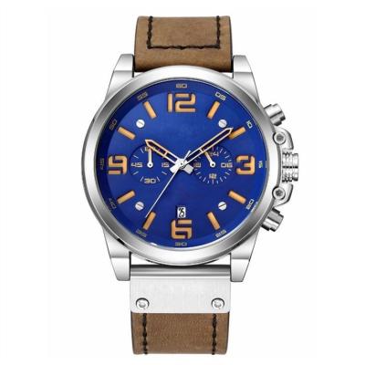 China Waterproof Calendar Leather Men Watches Six Pin Sport 4.8cm Dia for sale