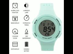 Colorful LCD Digital Hand Watch with Original Silicone Rubber Strap
