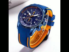 Multifunctional Mens Aviation Watches Quartz Movement with Silicone Band
