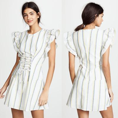 Китай Лето 2018 платья женщины Striped платья случайных женщин дизайнера продается