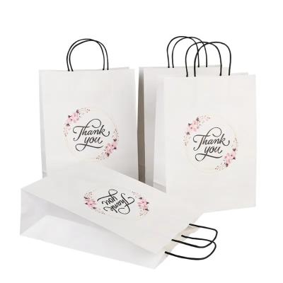 China Gift Kraft Paper Tote Bags With Handles Personalised White for sale
