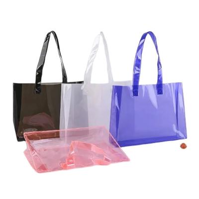 China 12 By 6 By 12 Clear PVC Tote Bag Designer Big Black Blue Clear Purse for sale