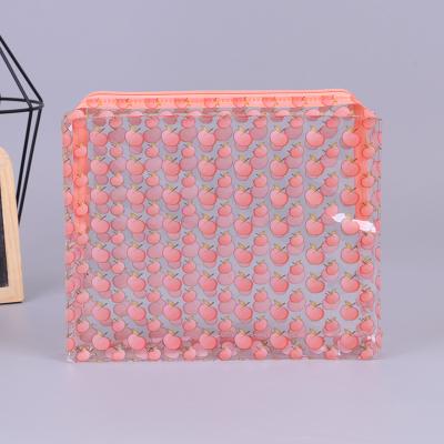 China Pink PVC Cosmetic Bag Pouch Zip Around Makeup Bag Waterproof for sale