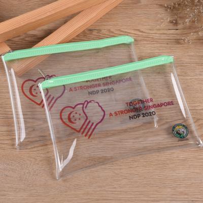 China Small Clear Pencil Pouch Case Zipper Transparent Pen Pouch With Ball Chain Cosmetic for sale