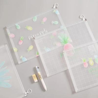 China Custom Clear Zipper PVC Pencil Pouch Cute Printing Large Stationery Pen Case for sale