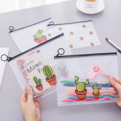 China Pvc Flat Cute Clear Pencil Pouch Case Transparent Stationery Pouch for sale