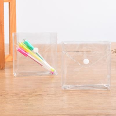 China Cosmetic Plastic Button Bag Envelope A4 Clear Transparent for sale