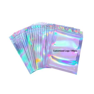 China Hologram zipper Bag Plastic Holographic Bag With Zipper Resealable Food Small for sale