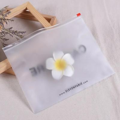 China Custom Logo  Frosted Matte Pvc zipper Bags Clear Pouch Cosmetic Clothing Packaging for sale