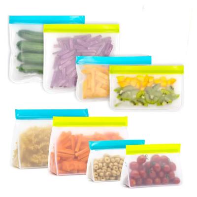 China Flat Stand Up PEVA Bag Envelope Zipper Fruit Vegetables Reusable Gallon Storage Bags for sale