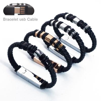 China USB 2.0 Charging Cable Phone Charger Bracelet With Rings 5V 2.4A 20cm for sale