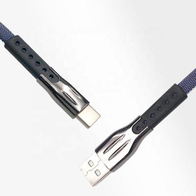 China cable de carga de 3.1A USB 2,0 para el tipo dril de algodón plano azul de C estañado el 1.5m de cobre en venta