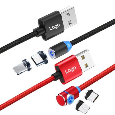 China USB 2.0 Charging Cable With LED Magnetic 3 In 1 Nylon Braided 3.5A for sale