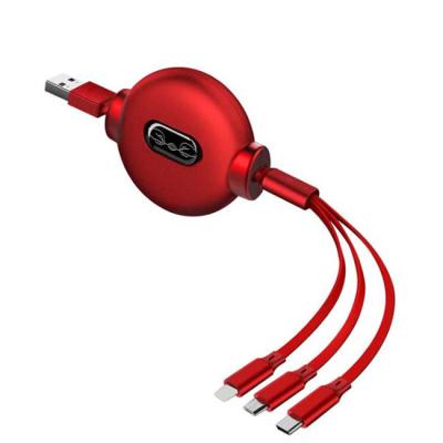 China 8pin retractable 3 In 1 Usb Cable 1.2M 2A Android Type C Charger Cable for sale