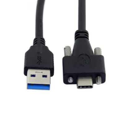 China tipo C de los 2m al cable de datos del USB 3,0 con el panel doble de la cerradura de la fijación del tornillo en venta
