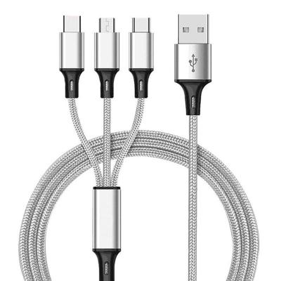 Китай 3 в 1 нейлоне заплел поручать зарядного кабеля 3A USB 2,0 1.2m быстрый продается