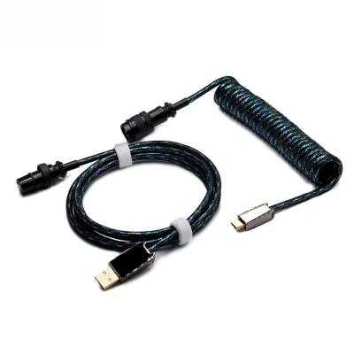 China Colorful Coiled 1.5m Paracord USB C Cable for Mechanical Keyboard for sale