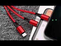 Zinc Alloy 3A Fast Charging Cable 3 In 1 USB 2.0 Transfer Data