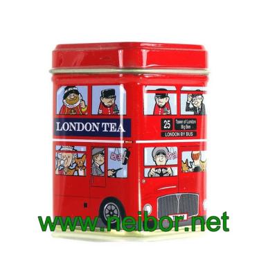 China Caja 25g de la lata del té del cuadrado del tamaño del diseño del autobús de Londres mini en venta
