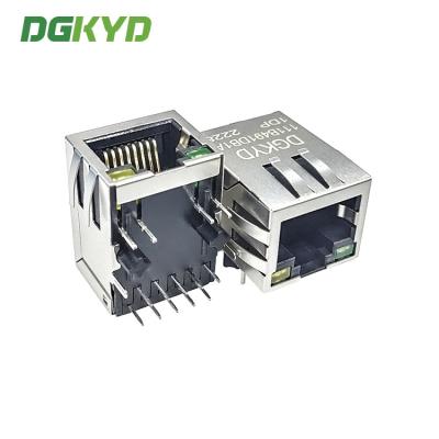 China DGKYD111B491DB1A1DP 1000 Base-T 10p8c PoE RJ45 Jack Ethernet Connector RJ45 With Magnetics, Headers And PCB Receptacles for sale
