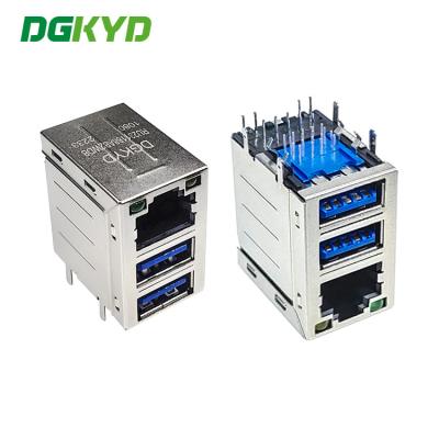 China DGKYDRU231188AB2WDB1080 RJ45 Dual USB3.0 Ports No LED Modular Jack for sale