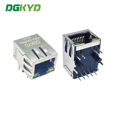 China Metal shield right angle 1000 base RJ45 modular jack with magnetic transformer for sale