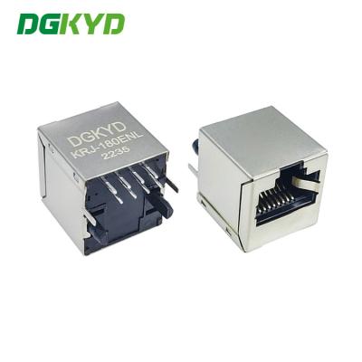 China 180 Degree Vertical Entry 10/100 Base Magnetic RJ45 Connector Module Shielded for sale