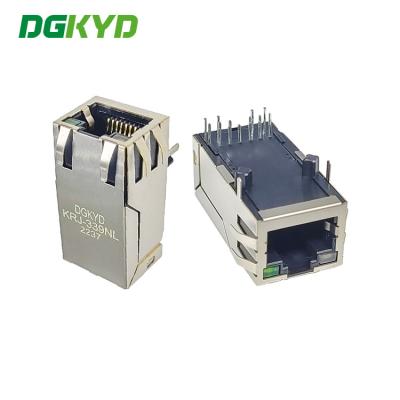 China KRJ-339NL 33mm length cat6 gigabit rj45 shielded connector / plug Integrated magnetics for sale