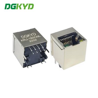 Chine Ethernet magnétique intégré gauche simple Jack 100Mb RJ45 de connecteur vertical de l'entrée RJ45 avec le transformateur à vendre