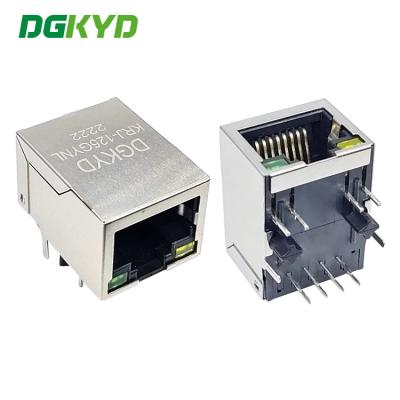 China KRJ-125GYNL RJ45 100M integrated filter network connector 8PIN with light and shield facing down modular block jack for sale